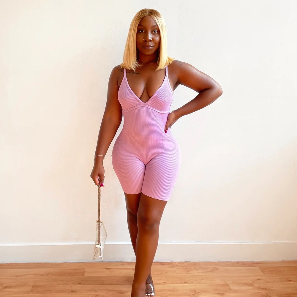 Do It All Ribbed Romper in Lavender
